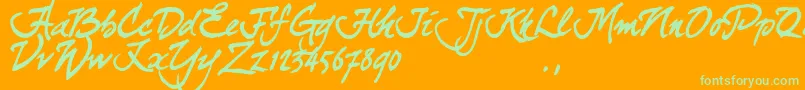 Curjtrial-Schriftart – Grüne Schriften auf orangefarbenem Hintergrund