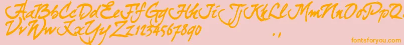 Curjtrial-fontti – oranssit fontit vaaleanpunaisella taustalla