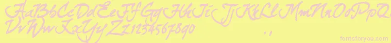 Curjtrial-fontti – vaaleanpunaiset fontit keltaisella taustalla