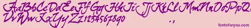 フォントCurjtrial – ピンクの背景に紫のフォント