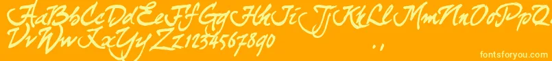 Curjtrial Font – Yellow Fonts on Orange Background