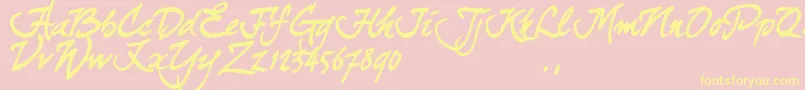 Curjtrial-Schriftart – Gelbe Schriften auf rosa Hintergrund