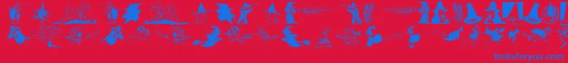Fonte Witchesstuff – fontes azuis em um fundo vermelho