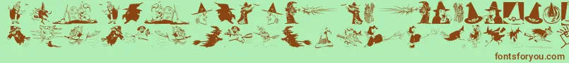 Czcionka Witchesstuff – brązowe czcionki na zielonym tle