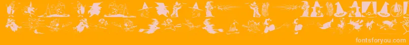 Czcionka Witchesstuff – różowe czcionki na pomarańczowym tle