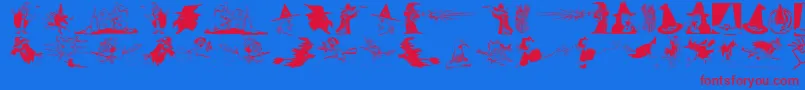 Weitere Informationen zur Witchesstuff-Schriftart Witchesstuff-Schriftart – Rote Schriften auf blauem Hintergrund