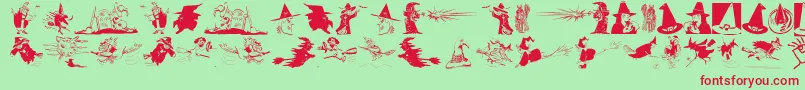 Czcionka Witchesstuff – czerwone czcionki na zielonym tle