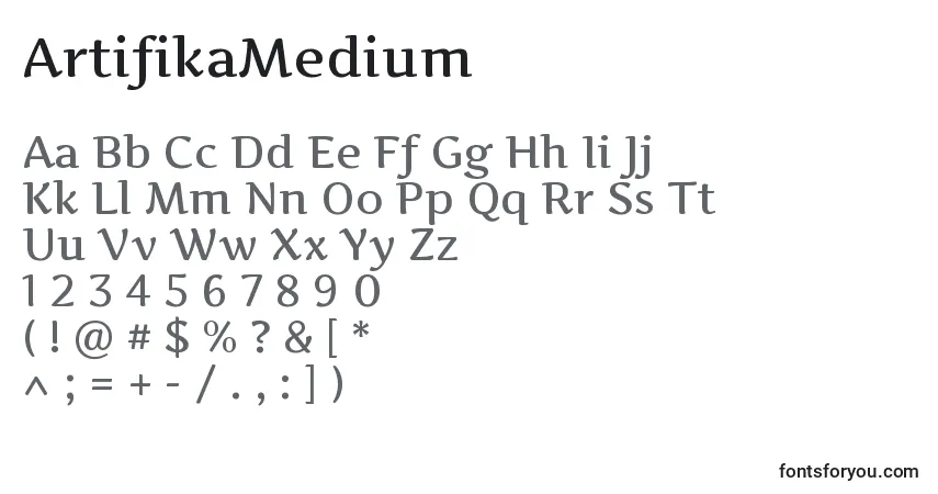 Шрифт ArtifikaMedium – алфавит, цифры, специальные символы