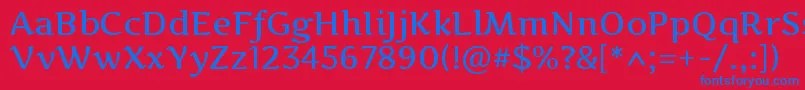 フォントArtifikaMedium – 赤い背景に青い文字