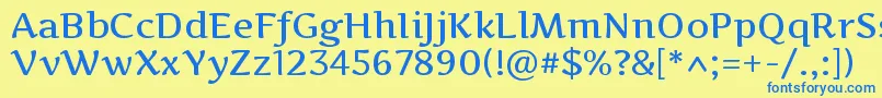 フォントArtifikaMedium – 青い文字が黄色の背景にあります。