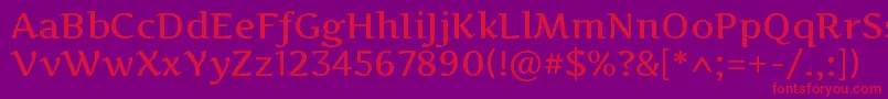 ArtifikaMedium-Schriftart – Rote Schriften auf violettem Hintergrund