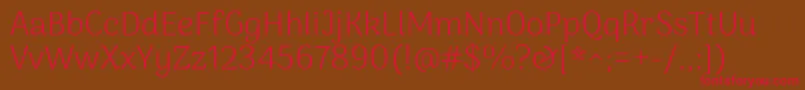 フォントArimakoshiLight – 赤い文字が茶色の背景にあります。