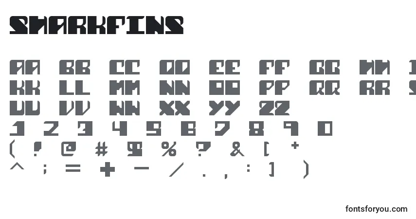 A fonte SharkFins – alfabeto, números, caracteres especiais