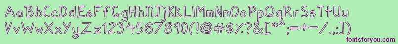 ZueyhandwritingOutlines Font – Purple Fonts on Green Background