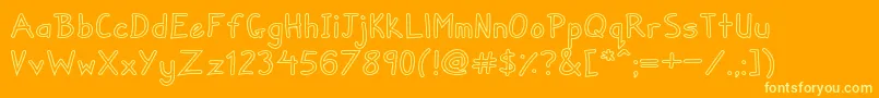 ZueyhandwritingOutlines-Schriftart – Gelbe Schriften auf orangefarbenem Hintergrund
