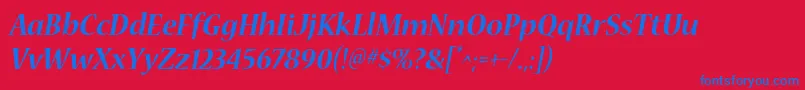 フォントNuevastdBolditalic – 赤い背景に青い文字