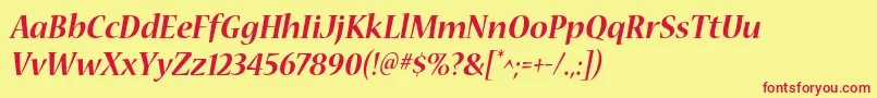 NuevastdBolditalic Font – Red Fonts on Yellow Background