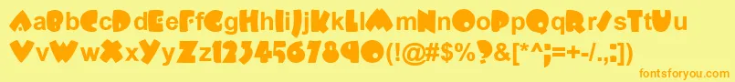 フォントPlowboyBold – オレンジの文字が黄色の背景にあります。