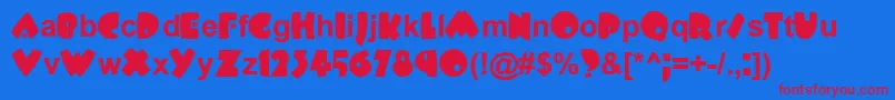 PlowboyBold Font – Red Fonts on Blue Background