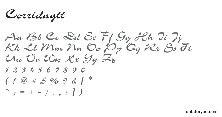 Fuente Corridagtt - alfabeto, números, caracteres especiales