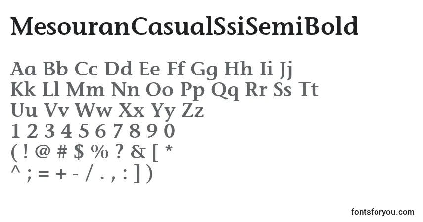 Шрифт MesouranCasualSsiSemiBold – алфавит, цифры, специальные символы