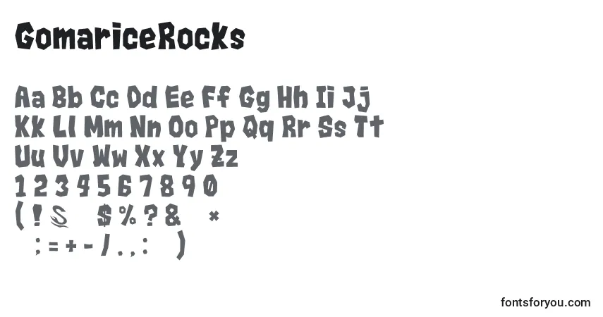Schriftart GomariceRocks – Alphabet, Zahlen, spezielle Symbole