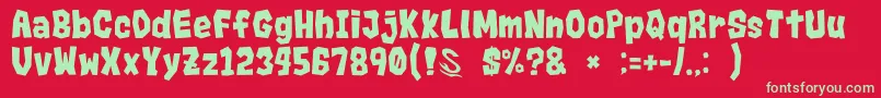 GomariceRocks-Schriftart – Grüne Schriften auf rotem Hintergrund