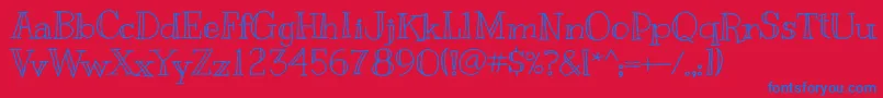 Kranky-Schriftart – Blaue Schriften auf rotem Hintergrund