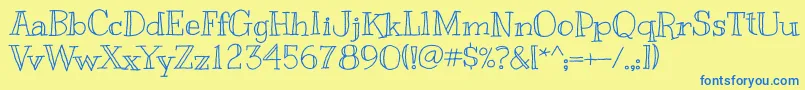 Kranky Font – Blue Fonts on Yellow Background