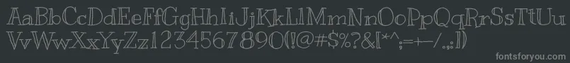 Kranky-fontti – harmaat kirjasimet mustalla taustalla