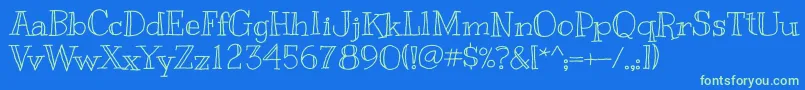 Kranky Font – Green Fonts on Blue Background