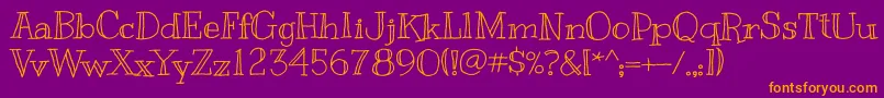 Kranky-Schriftart – Orangefarbene Schriften auf violettem Hintergrund