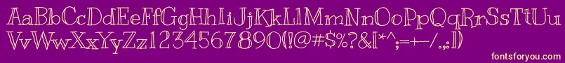 Kranky-Schriftart – Gelbe Schriften auf violettem Hintergrund