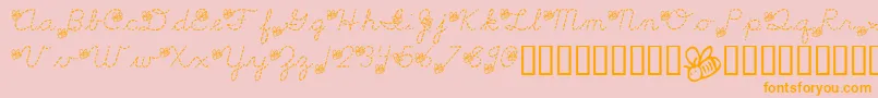 LmsSpellingBee-Schriftart – Orangefarbene Schriften auf rosa Hintergrund