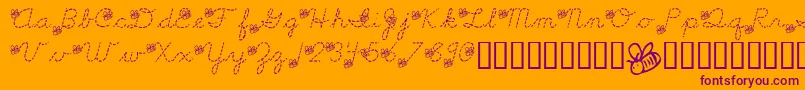 LmsSpellingBee-Schriftart – Violette Schriften auf orangefarbenem Hintergrund