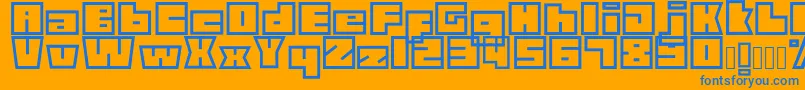 Technolin Font – Blue Fonts on Orange Background