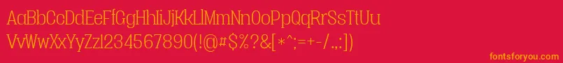 フォントVacerseriflightpersonal – 赤い背景にオレンジの文字