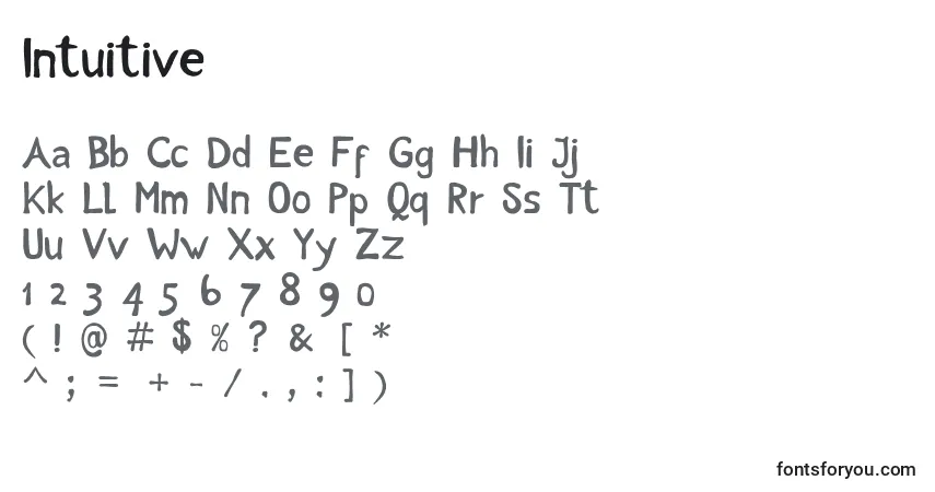 Czcionka Intuitive – alfabet, cyfry, specjalne znaki