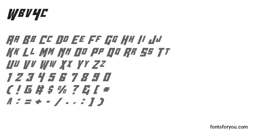 Czcionka Wbv4c – alfabet, cyfry, specjalne znaki