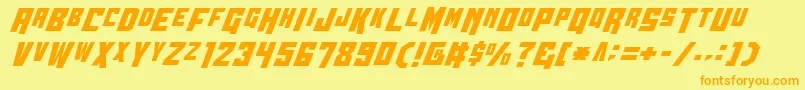 Wbv4c-Schriftart – Orangefarbene Schriften auf gelbem Hintergrund