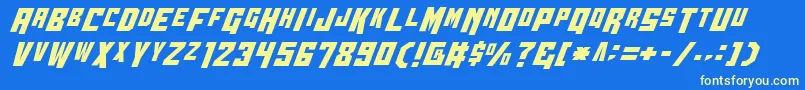 Wbv4c-fontti – keltaiset fontit sinisellä taustalla