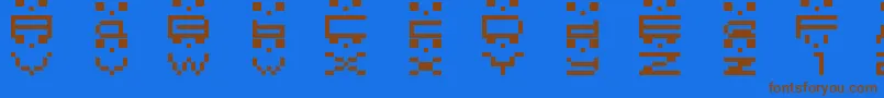 フォントMrFont – 茶色の文字が青い背景にあります。