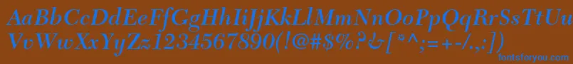 NewcaledonialtstdSemibdit Font – Blue Fonts on Brown Background