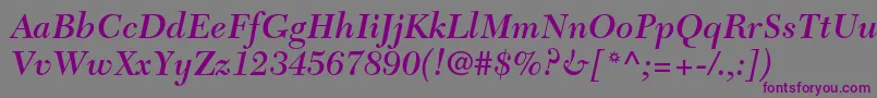 フォントNewcaledonialtstdSemibdit – 紫色のフォント、灰色の背景