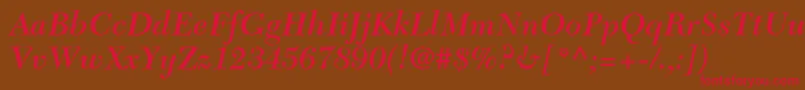 NewcaledonialtstdSemibdit Font – Red Fonts on Brown Background