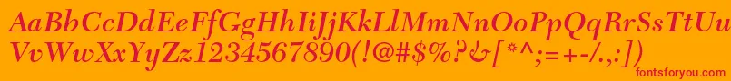 NewcaledonialtstdSemibdit Font – Red Fonts on Orange Background