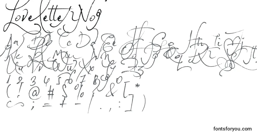 Schriftart LoveletterNo9 – Alphabet, Zahlen, spezielle Symbole