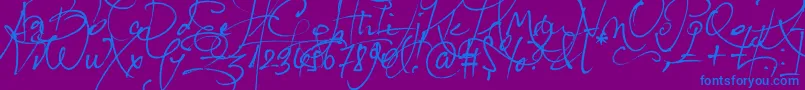 LoveletterNo9 Font – Blue Fonts on Purple Background