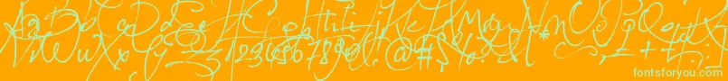 LoveletterNo9 Font – Green Fonts on Orange Background