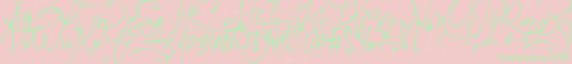 LoveletterNo9-Schriftart – Grüne Schriften auf rosa Hintergrund